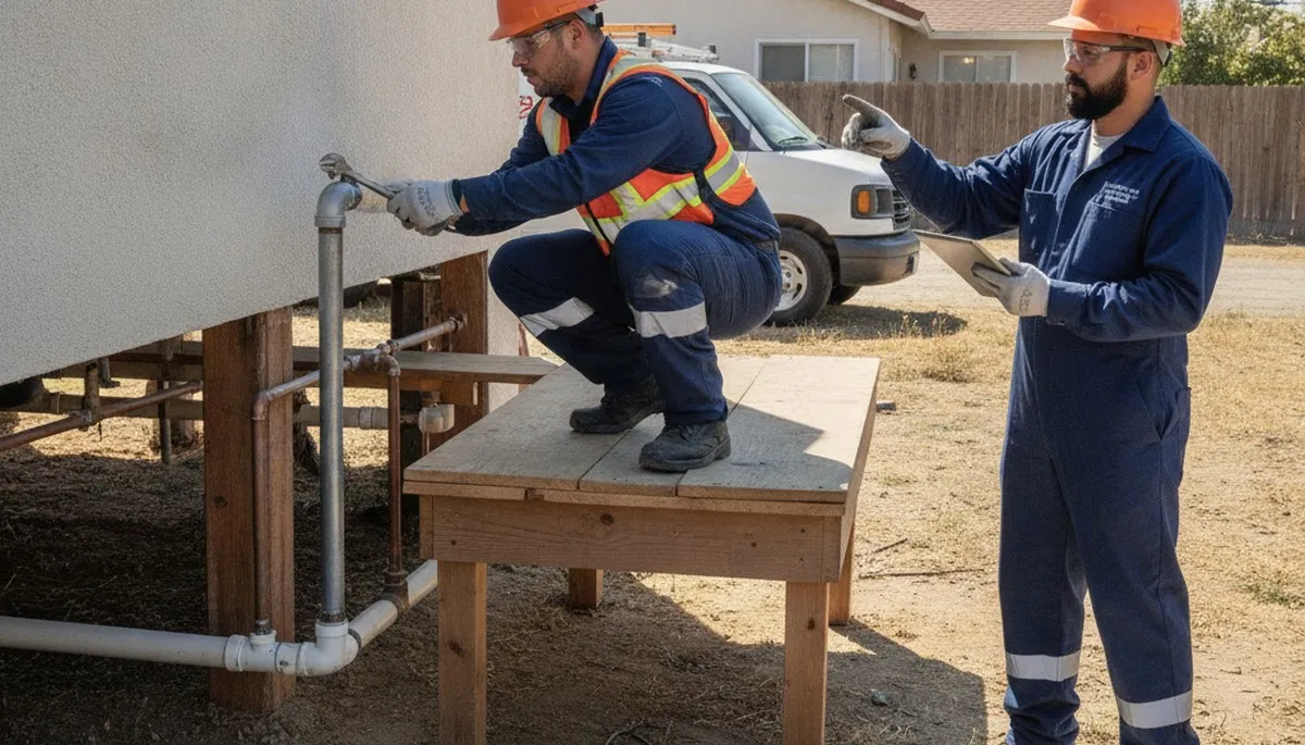 Modesto, CA plumbing repair technician servicing residential pipes and fixtures